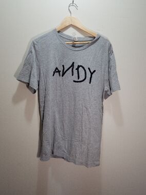 Pixar Toy Story Gray Short Sleeve Shirt Black 'ANDY' Script Handmade